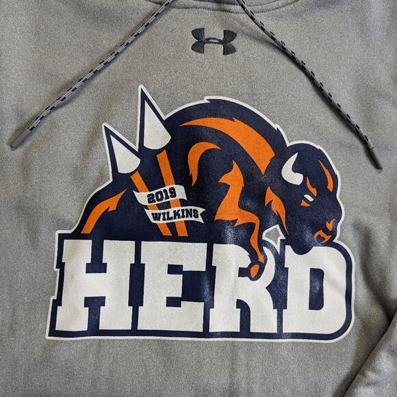 Under Armour Cold Gear Herd Football Loose Fit Pullover Hoodie Sweatshirt - Picture 3 of 4